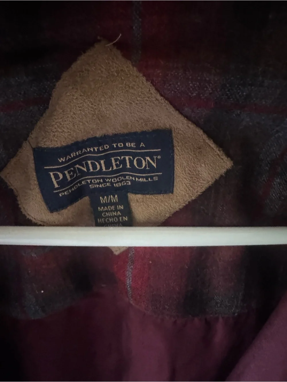 Burgundy Pendleton Plush Faux Shearling Zip Jacket